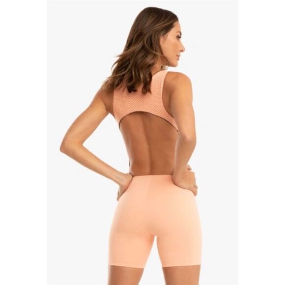 KORAL Test Blackout Short Jumpsuit In Pompano Orange - Picture 6 of 7